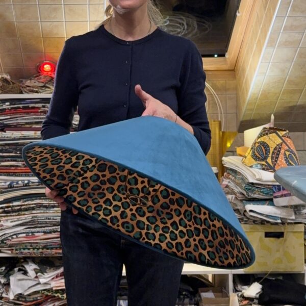 Ocean Blue Velvet Double-Sided Coolie Lampshade