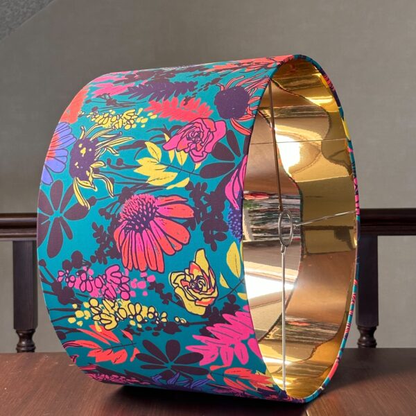 Vibrant Floral Mirror Gold Statement Lampshade
