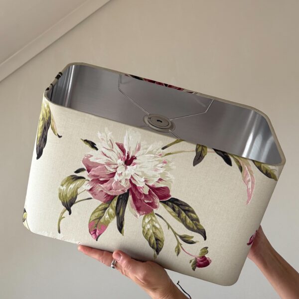 Peony Love Rounded Rectangle Lampshade Silver