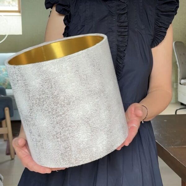 Elegant Silver Texture Lampshade with Gold