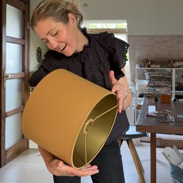 Camel Velvet Lampshade With Spanish Gold Interior